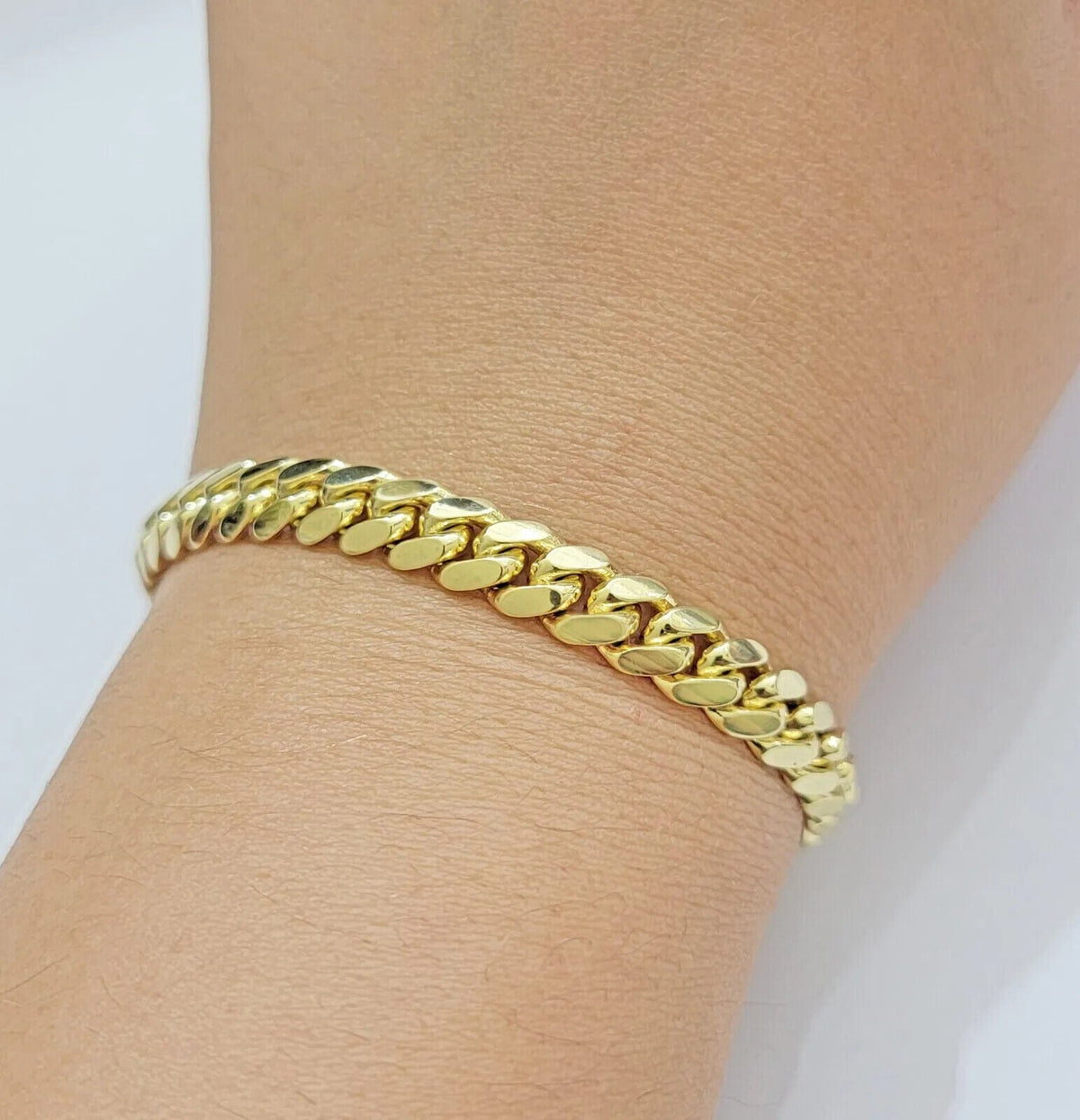 Mens 14k Gold Bracelet Miami Cuban Link REAL 14kt SOLID 6 - 10mm & 7.5 - 9 Inch - Reva Jeweler