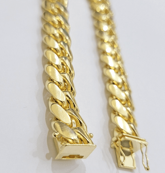 Mens 14k Gold Bracelet Solid Miami Cuban Link 13mm 9.5 Inch Real 14kt Heavy - Reva Jeweler