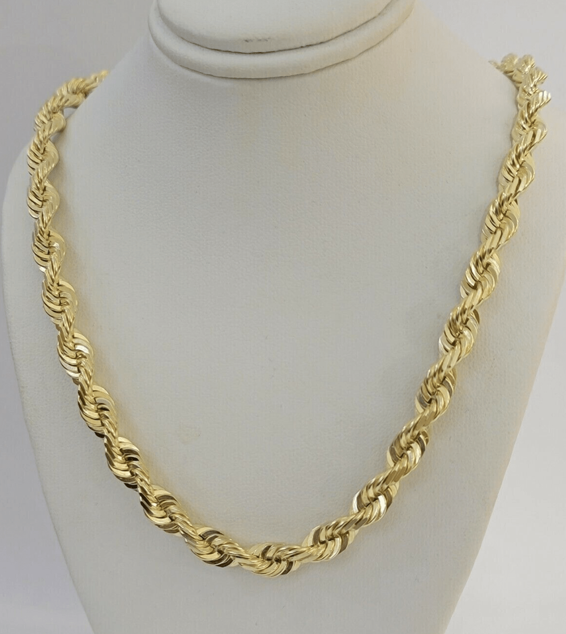Mens 14k Gold Rope chain 26 Inch Necklace 7mm Solid Link REAL 14 kt Yellow Gold - Reva Jeweler