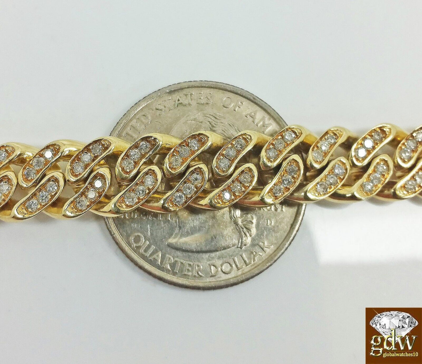 Mens 3CT Diamond Bracelet 10k Yellow Solid Gold Miami Cuban 9 Inch 8mm Bracelet - Reva Jeweler