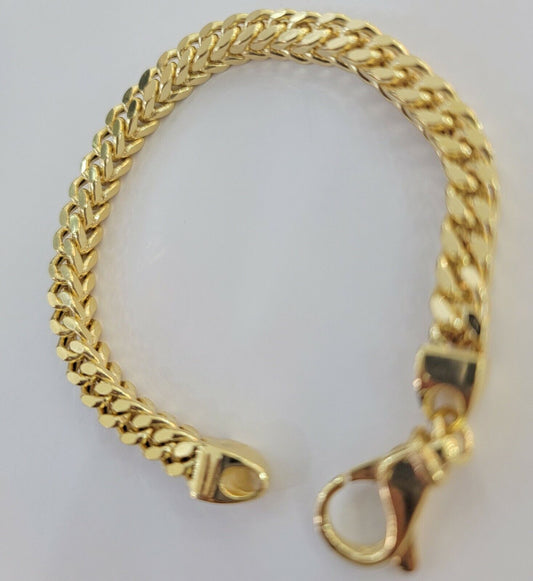 Men's Franco Bracelet 9 Inch 7mm REAL 10kt Yellow Gold Thick & Strong Bracelet - Reva Jeweler