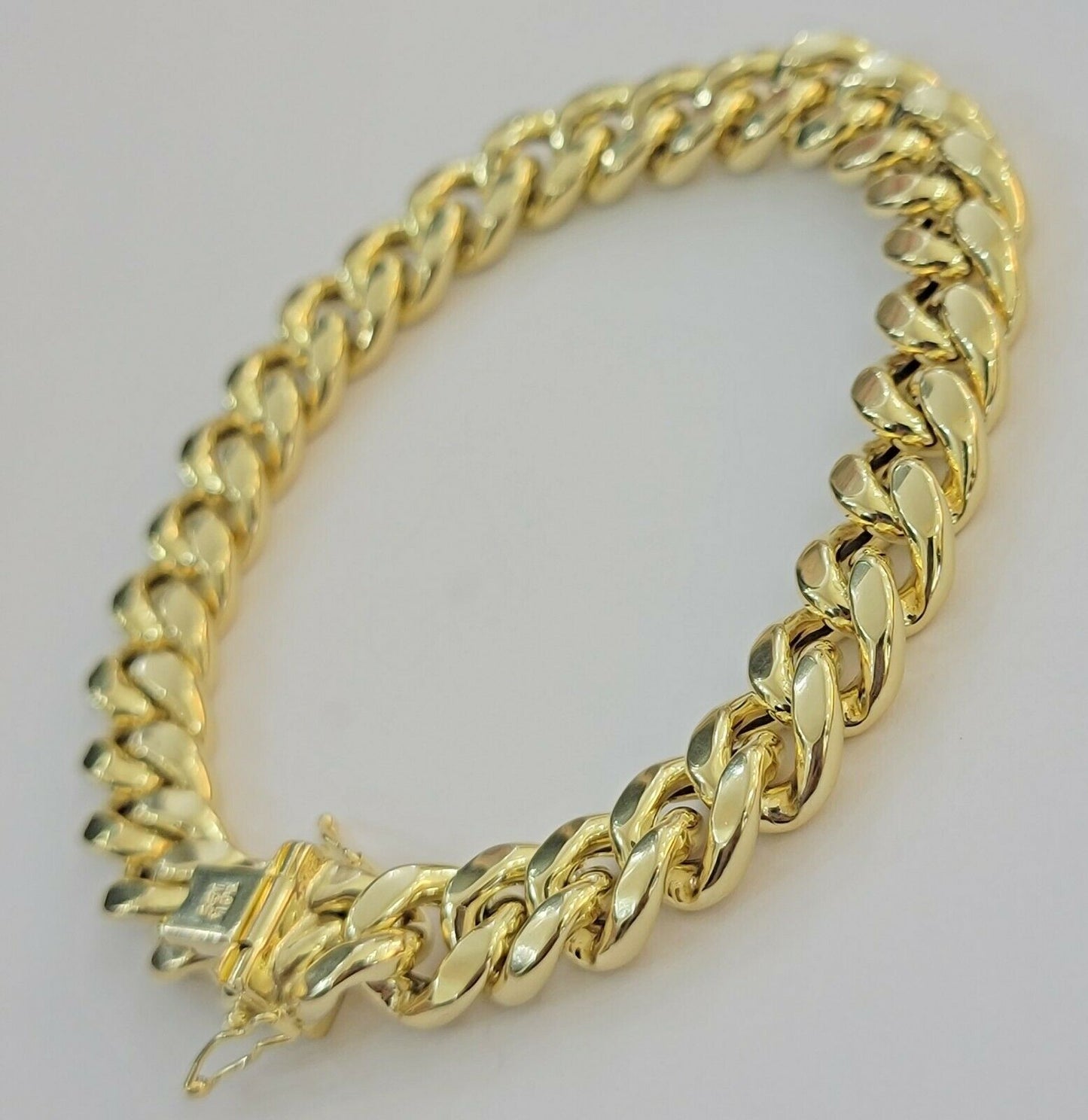 Mens REAL 10k Gold Miami Cuban Bracelet 9" 11mm 10 kt Yellow Gold Strong Links - Reva Jeweler
