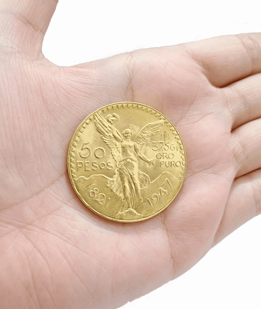Mexico Gold 50 Pesos Coin 1947 Mexican Centenaro Real 22k Charm Oro Centenario - Reva Jeweler