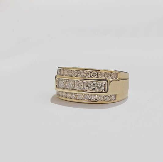 Real 10k 1CT Diamond Ring Men Band Natural Diamonds and Genuine 10kt Yellow Gold - Reva Jeweler