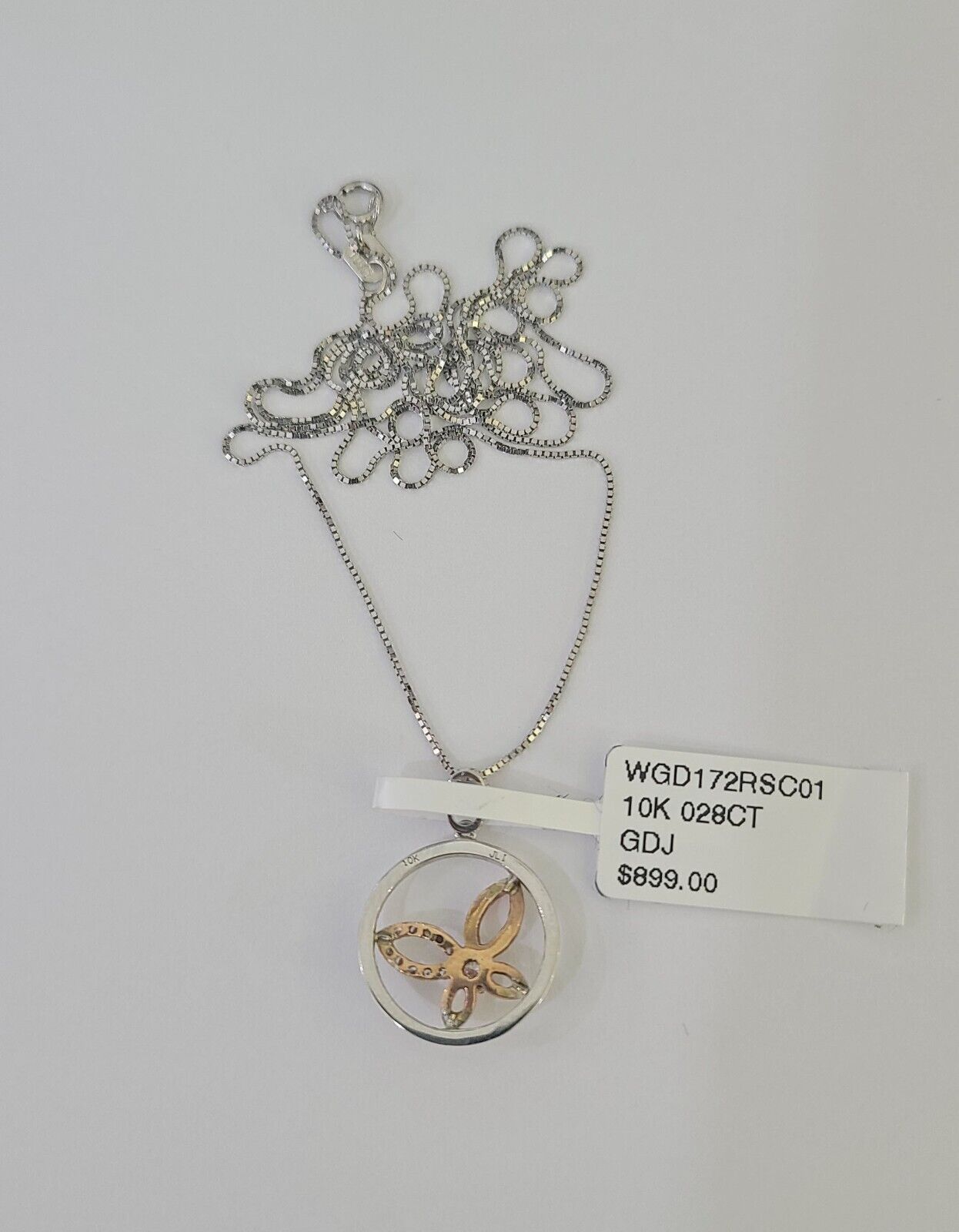 Real 10k Diamond Butterfly Necklace Pendant White Rose Gold Chain Women - GoldenlinQ