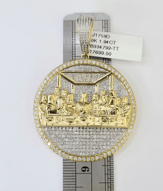 Real 10K Diamond Last Supper Pendent Charm Yellow Gold 2" Inch Genuine - Reva Jeweler