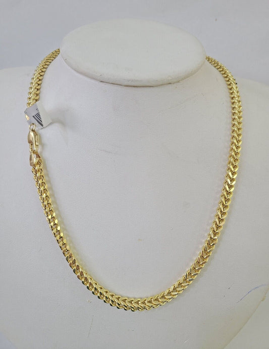 Real 10k Franco Chain Yellow gold 4mm 24inch necklace lobster lock 10kt - GoldenlinQ