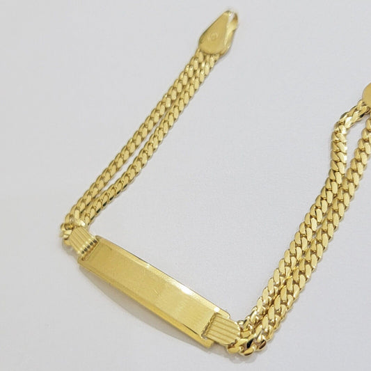 REAL 10k Gold Baby Bracelet ID Miami Cuban Link 5mm 6 Inch Kids SOLID , STRONG - Reva Jeweler