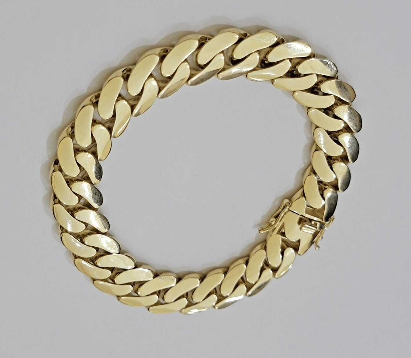 Real 10k Gold Bracelet 14mm Royal Miami Cuban Link 9 inch Men's 10kt Yellow Gold - Reva Jeweler