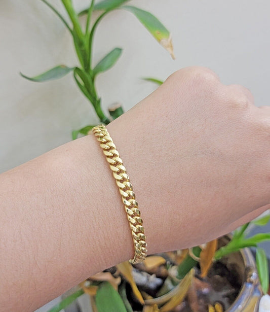 Real 10k Gold Bracelet 7 Inch 6mm Miami Cuban Link 10kt Yellow Gold For Women - Reva Jeweler