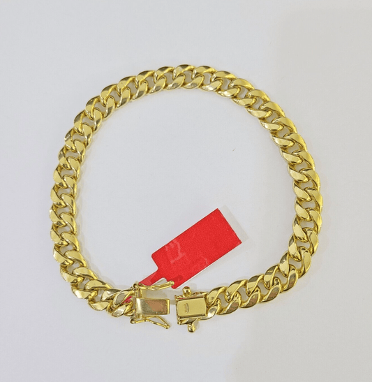 Real 10k Gold Bracelet 8mm Miami Cuban Link 9" Box Lock 10kt Yellow Gold - GoldenlinQ