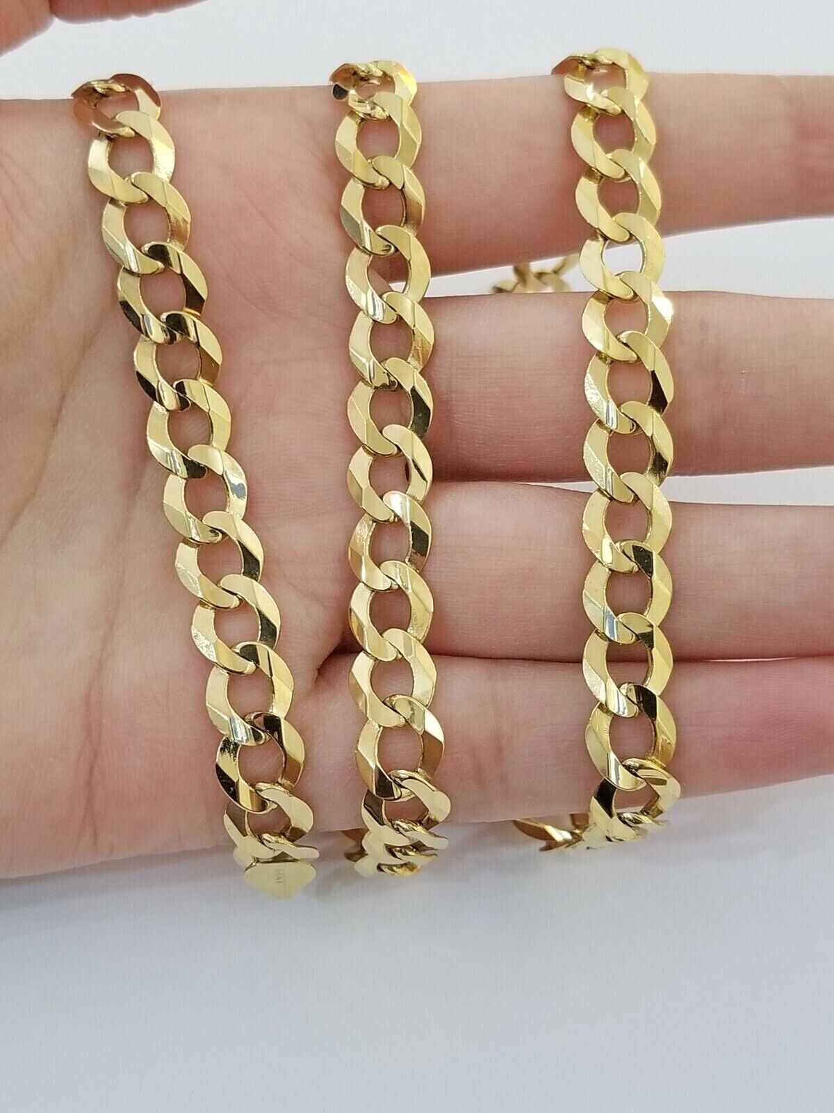 Real 10k Gold Chain Cuban Curb Link 10mm 18 in - 30 Inch Mens Solid 10kt Yellow - Reva Jeweler