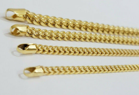 Real 10k Gold Chain Franco Mens Necklace 20" - 28" Inch 3mm - 5mm 10kt Yellow,STRONG - Reva Jeweler