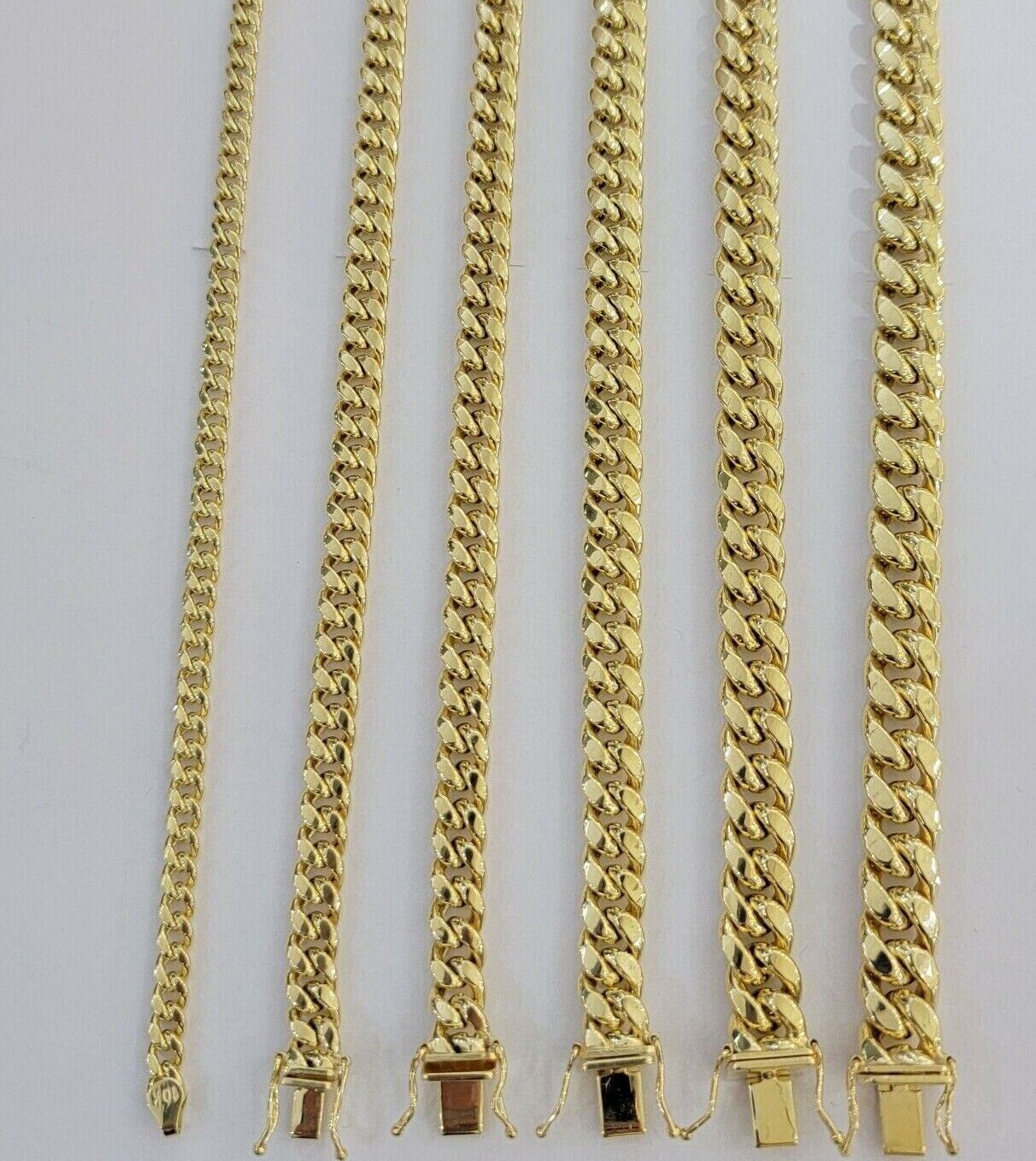Real 10k Gold Chain Necklace Miami Cuban Link 5MM - 9MM link 18 - 30 Inch 10kt Gold - Reva Jeweler