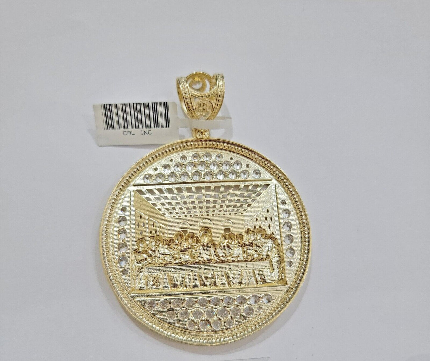 Real 10k Gold Charm Pendant Last Supper 2.5 Inch 10kt Yellow Gold For Mens Chain - Reva Jeweler