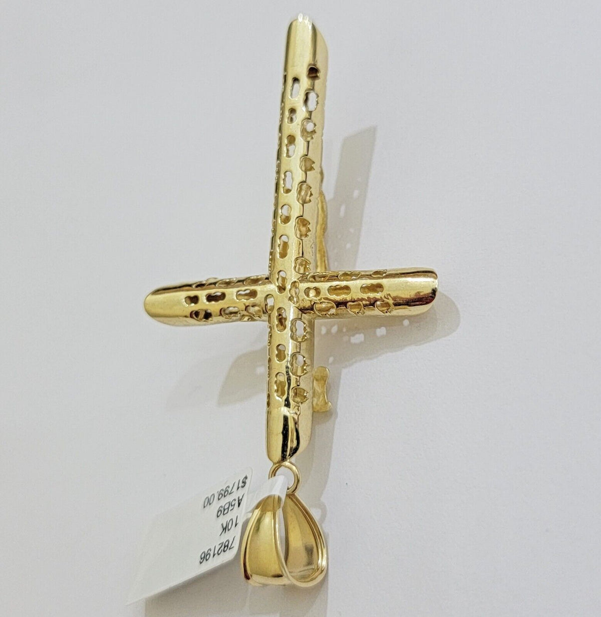 REAL 10k Gold Cross Pendant Franco Chain Necklace 20" - 26 Inch & Jesus Crucifix - Reva Jeweler