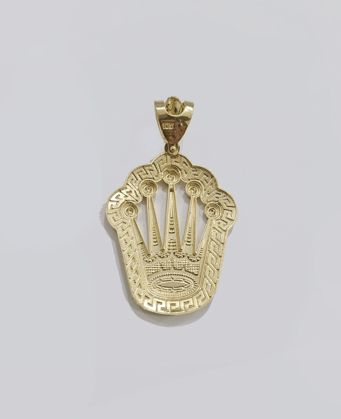 Real 10k Gold Crown Charm Pendant 10kt Yellow Gold 2 Inches For Chain & Necklace - Reva Jeweler