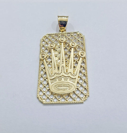 Real 10k Gold Crown Charm Pendant 10kt Yellow Gold Men - GoldenlinQ