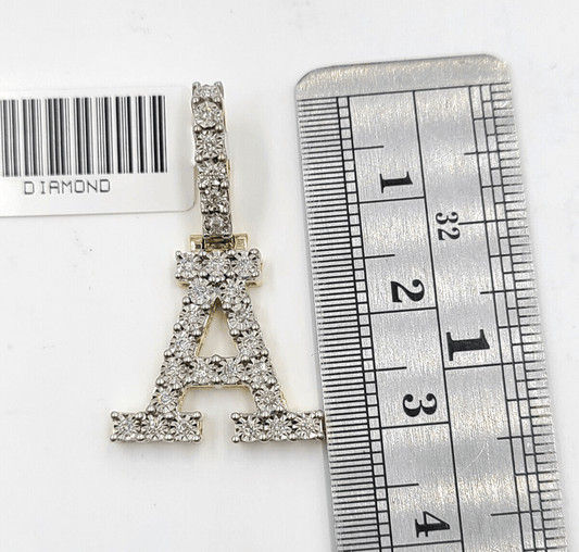 Real 10k Gold & Diamond Letter "A" Initial Alphabet Charm/Pendant 1.25". - Reva Jeweler