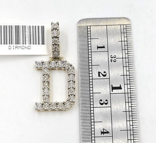 Real 10k Gold & Diamond Letter "D" Initial Alphabet Charm/Pendant 1.25". - Reva Jeweler