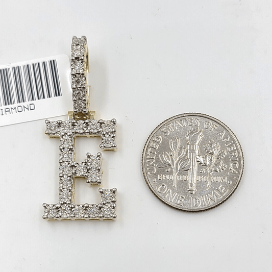 Real 10k Gold & Diamond Letter "E" Initial Alphabet Charm/Pendant 1.25". - Reva Jeweler