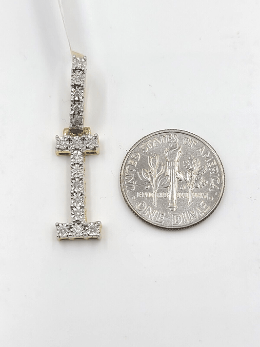 Real 10k Gold & Diamond Letter "I" Initial Alphabet Charm/Pendant 1.25". - Reva Jeweler