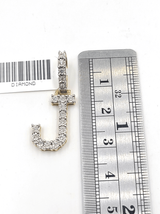 Real 10k Gold & Diamond Letter "J" Initial Alphabet Charm/Pendant 1.25". - Reva Jeweler