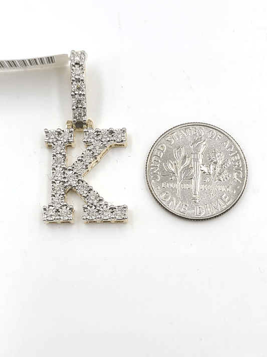 Real 10k Gold & Diamond Letter "K" Initial Alphabet Charm/Pendant 1.25". - Reva Jeweler
