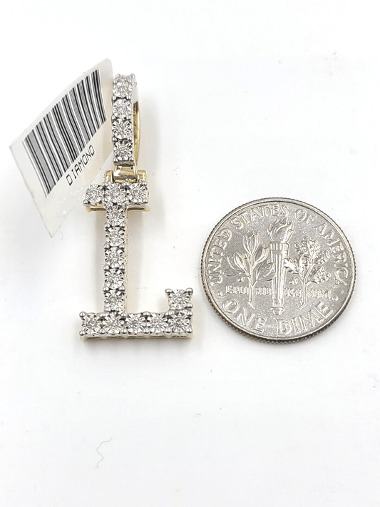Real 10k Gold & Diamond Letter "L" Initial Alphabet Charm/Pendant 1.25". - Reva Jeweler