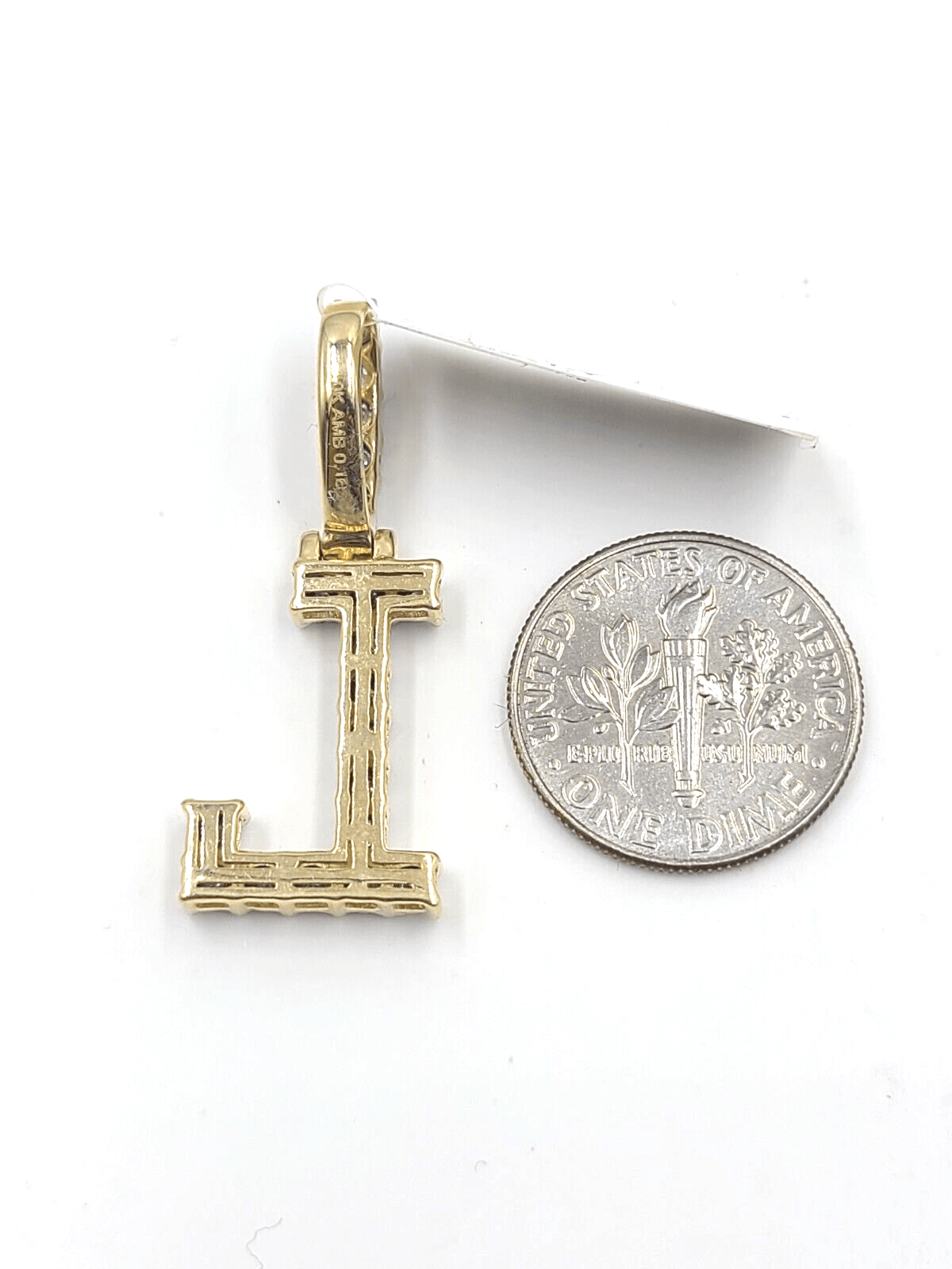 Real 10k Gold & Diamond Letter "L" Initial Alphabet Charm/Pendant 1.25". - Reva Jeweler