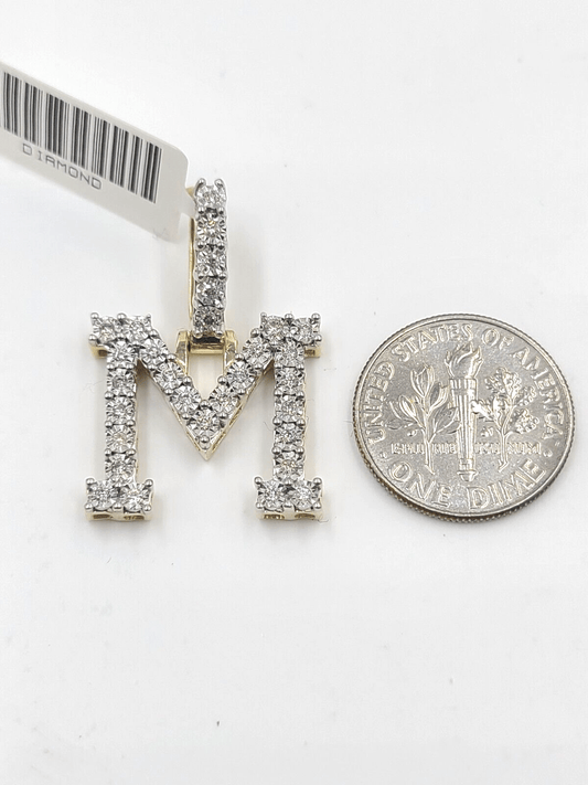 Real 10k Gold & Diamond Letter "M" Initial Alphabet Charm/Pendant 1.25". - Reva Jeweler