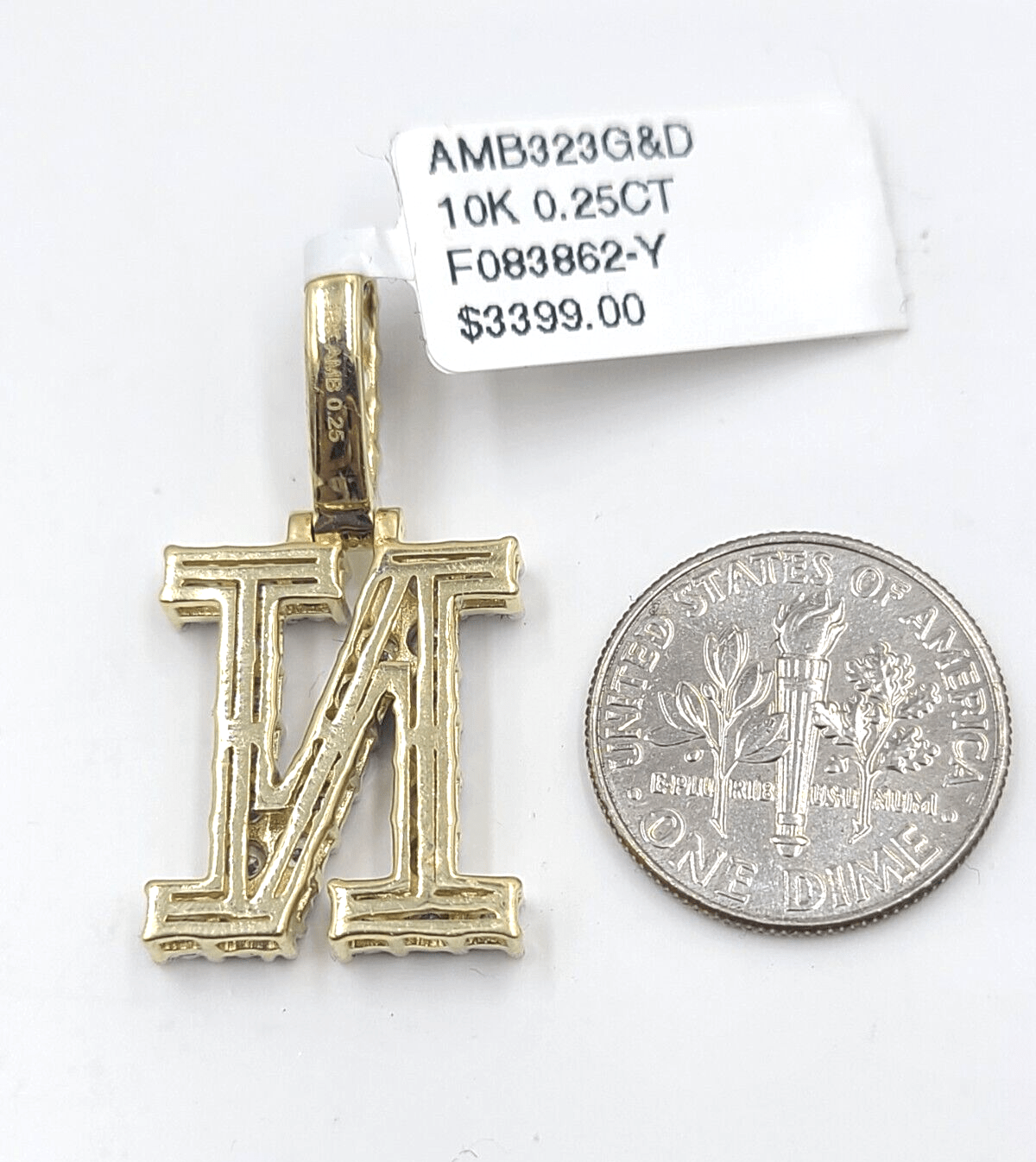 Real 10k Gold & Diamond Letter "N" Initial Alphabet Charm/Pendant 1.25". - Reva Jeweler