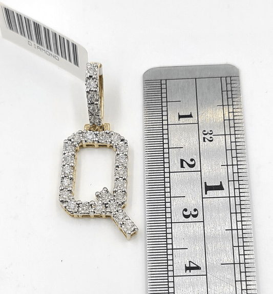 Real 10k Gold & Diamond Letter "Q" Initial Alphabet Charm/Pendant 1.25". - Reva Jeweler