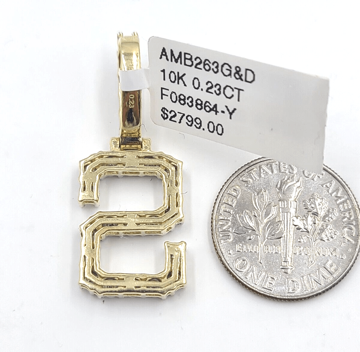 Real 10k Gold Diamond Letter S Initial Alphabet Charm Pendant 1.25" Men Women - Reva Jeweler