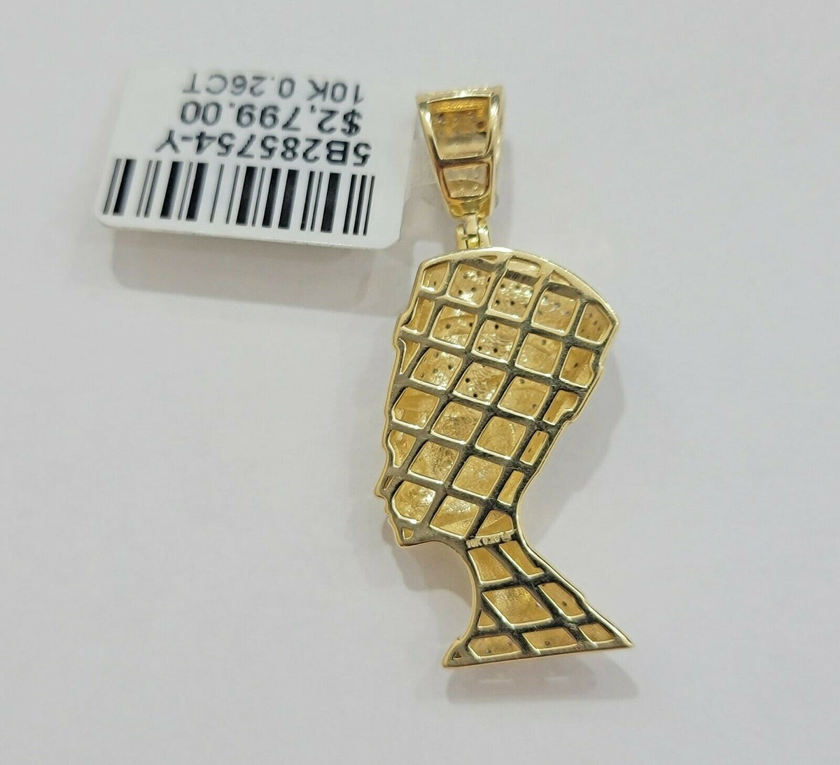 REAL 10k Gold Diamond Pendant Pharaoh Head Charm 1/4 Ct Natural Diamonds Mens - Reva Jeweler