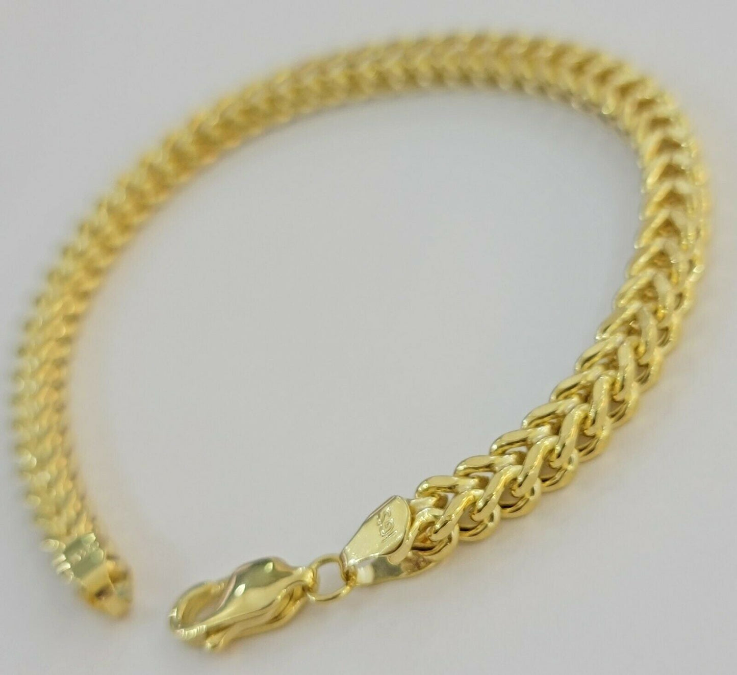 Real 10k Gold Franco Bracelet 8" 5mm 10kt Yellow Gold Authentic 10kt MEN STRONG - Reva Jeweler