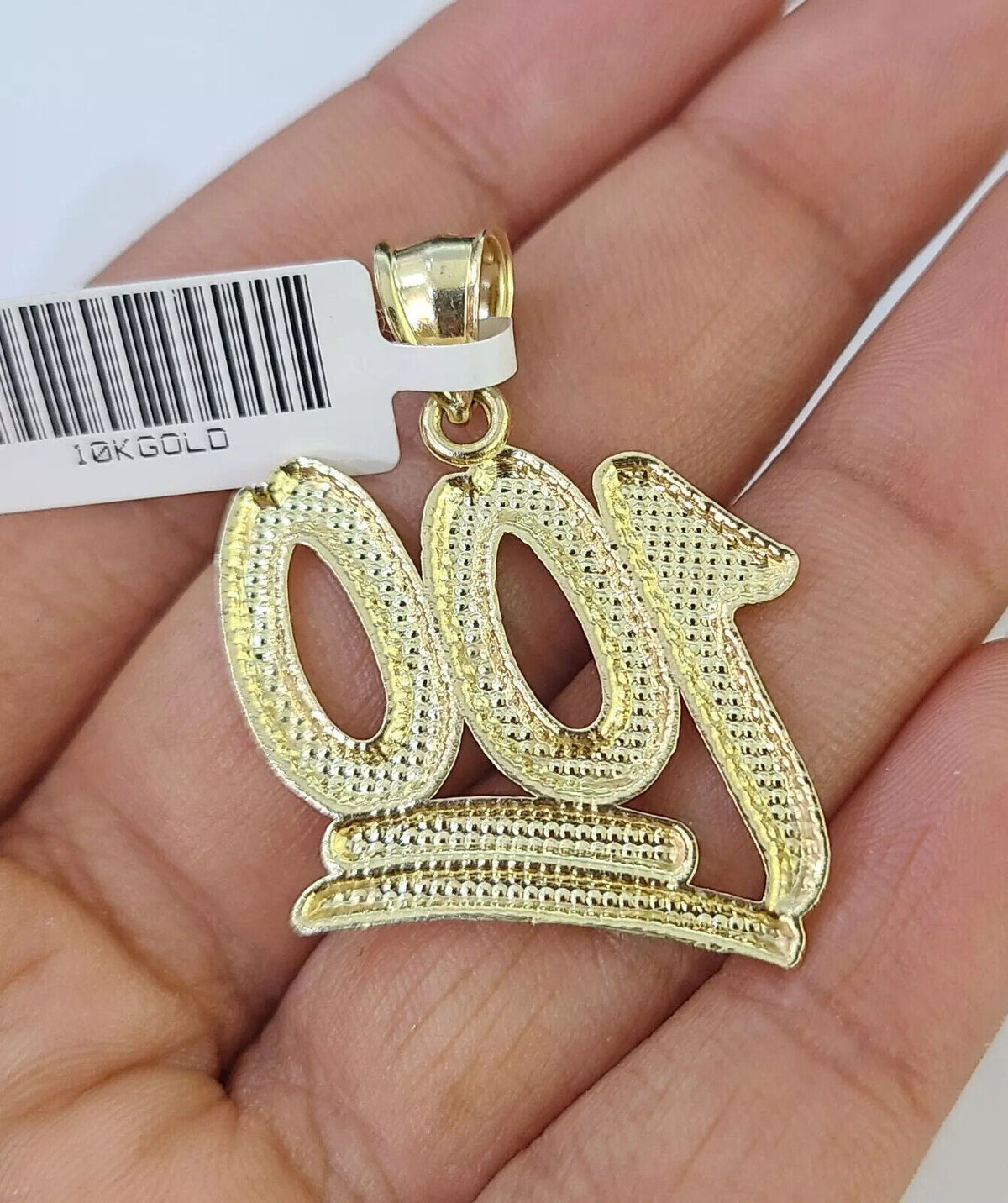 Real 10k Gold Franco Chain Necklace With 100 Sign Charm Pendant SET 18 - 26 inch - Reva Jeweler