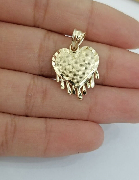 Real 10k Gold Heart Pendant Rope Chain Ladies Charm Necklace,18 20 22 24 26 28 - Reva Jeweler