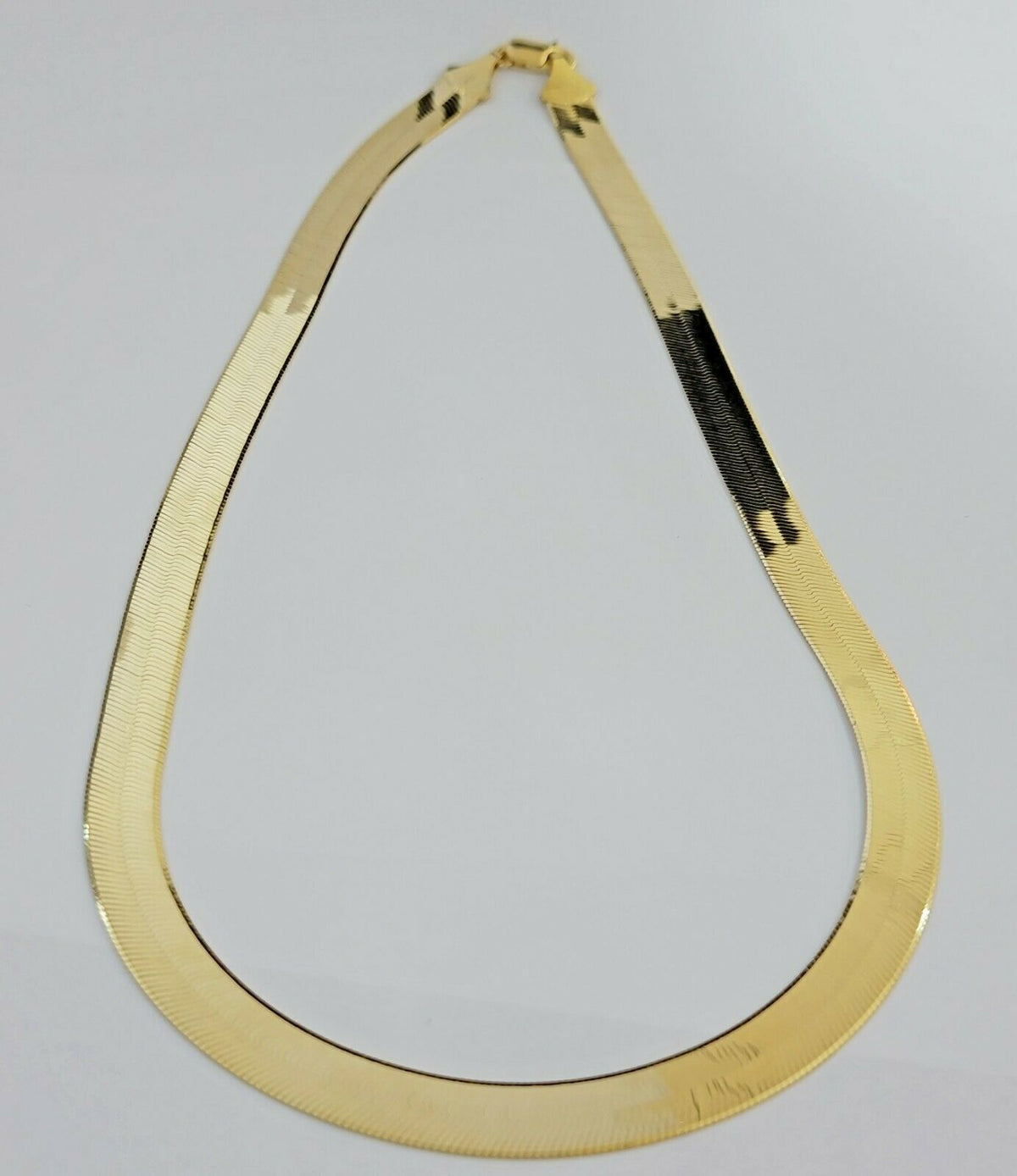 REAL 10k Gold Herringbone Chain Necklace 9mm 18" - 22" 10kt Yellow Gold SOLID - Reva Jeweler