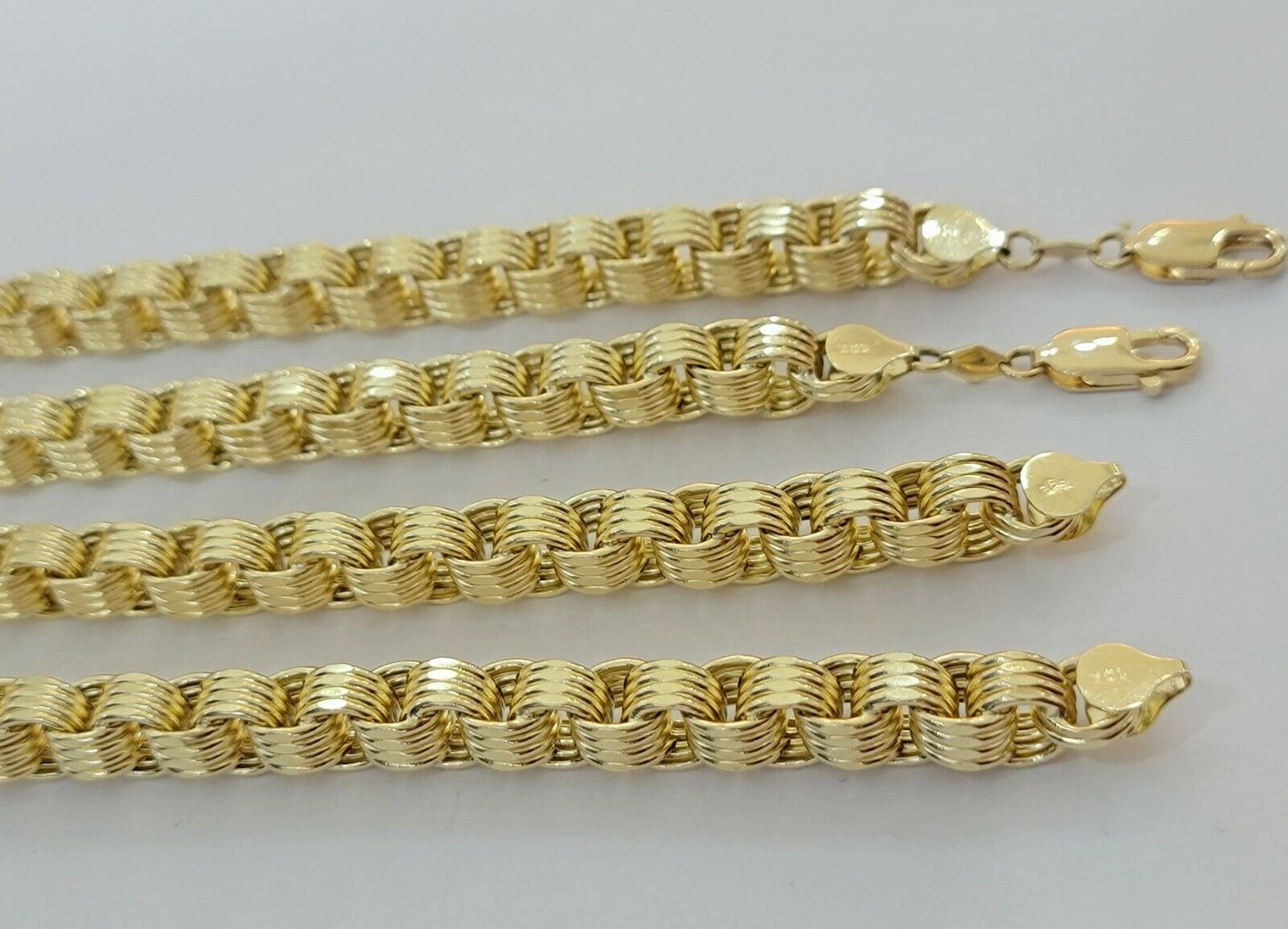 Real 10k Gold Mens Bracelet Byzantine Box 9" 9mm 10kt Yellow Gold Thick, Lobster - Reva Jeweler