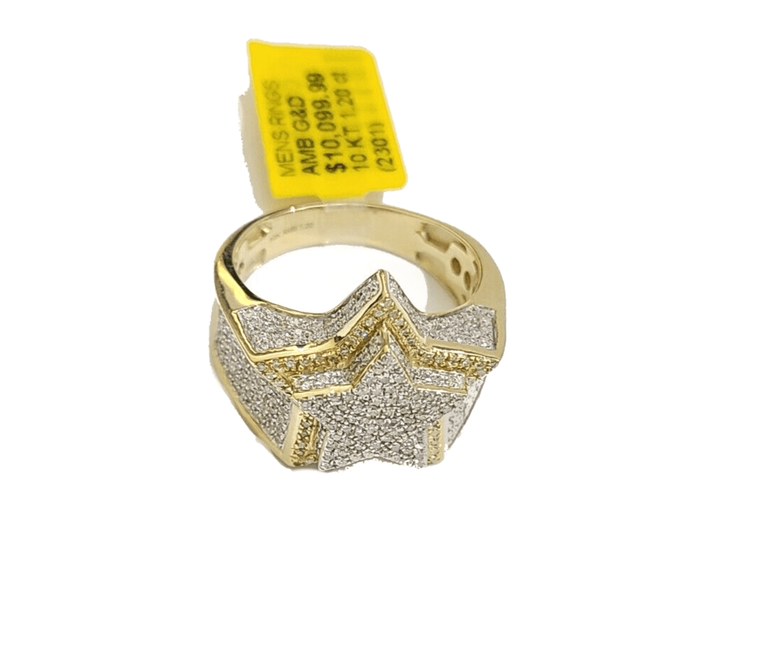 Real 10k Gold Men's Ring Size 10 10kt Yellow Gold Wedding Band Diamond 1.20CT - GoldenlinQ