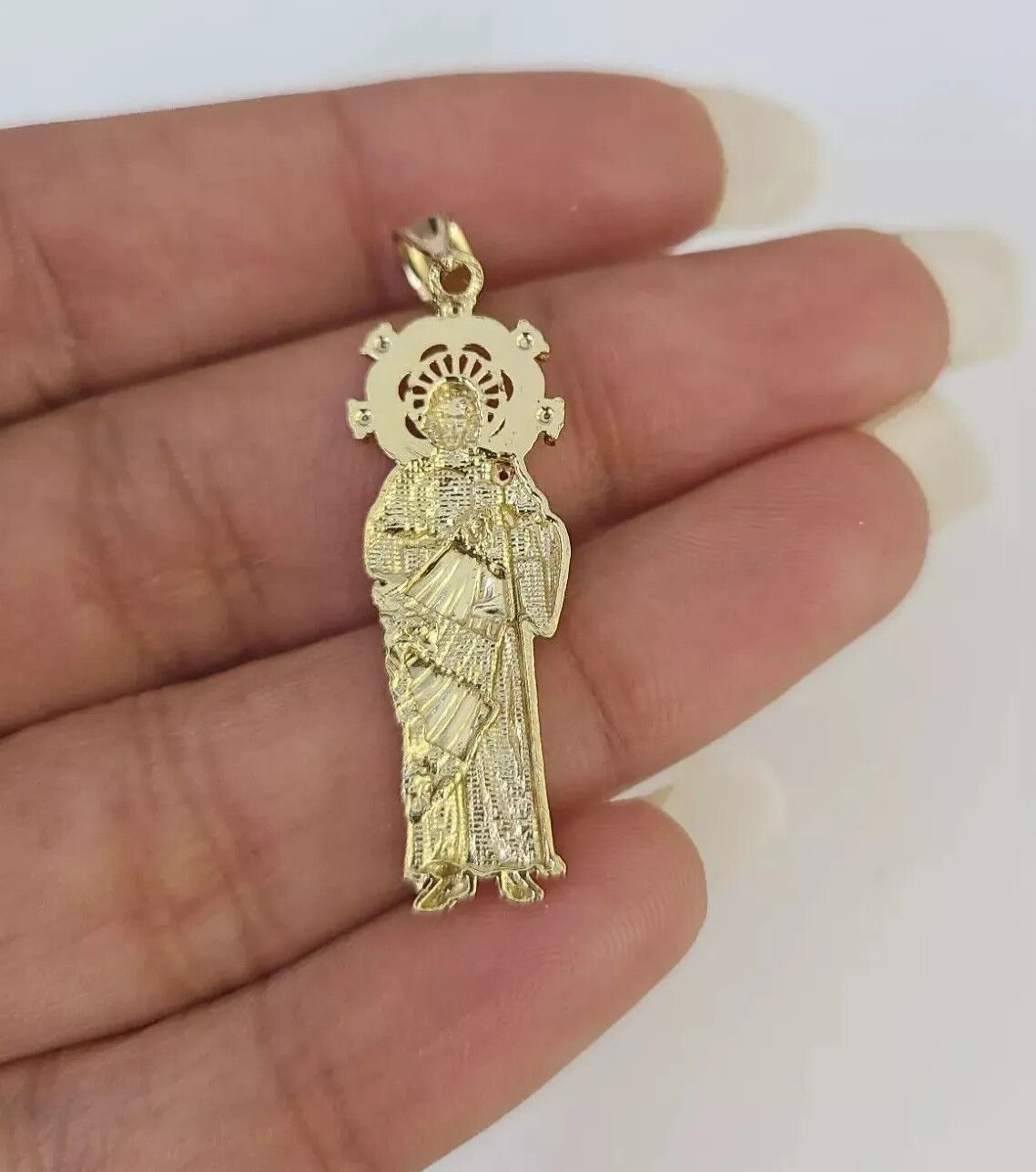 REAL 10k Gold Pendant & Solid Rope Chain Necklace 18" - 24 Inch Saint Jude Charm - Reva Jeweler