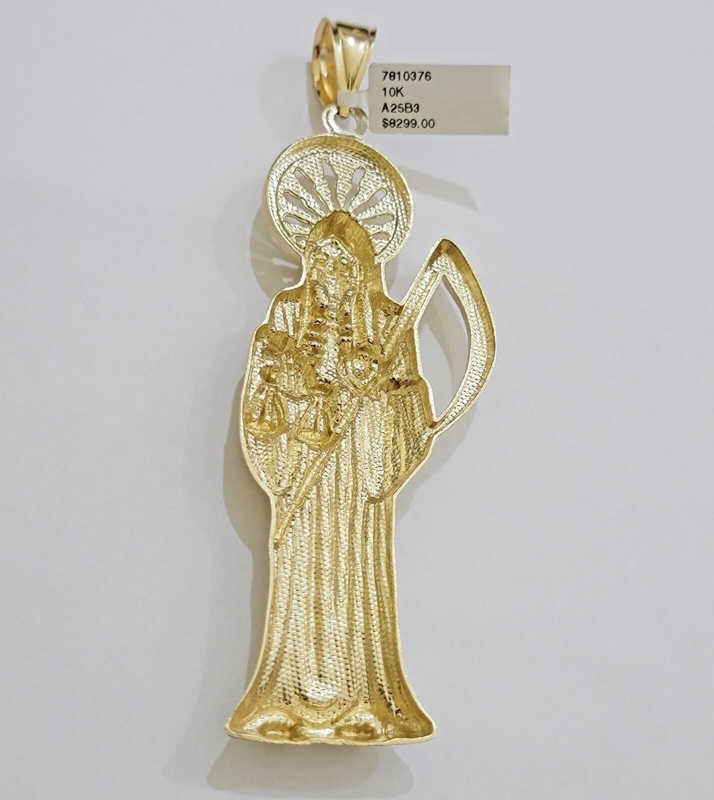Real 10k Gold Ripper Charm Pendant Mens 4.2 Inch Real 10kt Yellow Gold For Chain - Reva Jeweler
