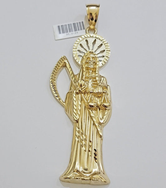 Real 10k Gold Ripper Charm Pendant Mens 4.2 Inch Real 10kt Yellow Gold For Chain - Reva Jeweler
