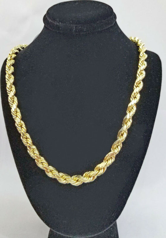 REAL 10K Gold Rope Chain 7mm 26 Inch Men Necklace Gold Diamond Cut - Reva Jeweler