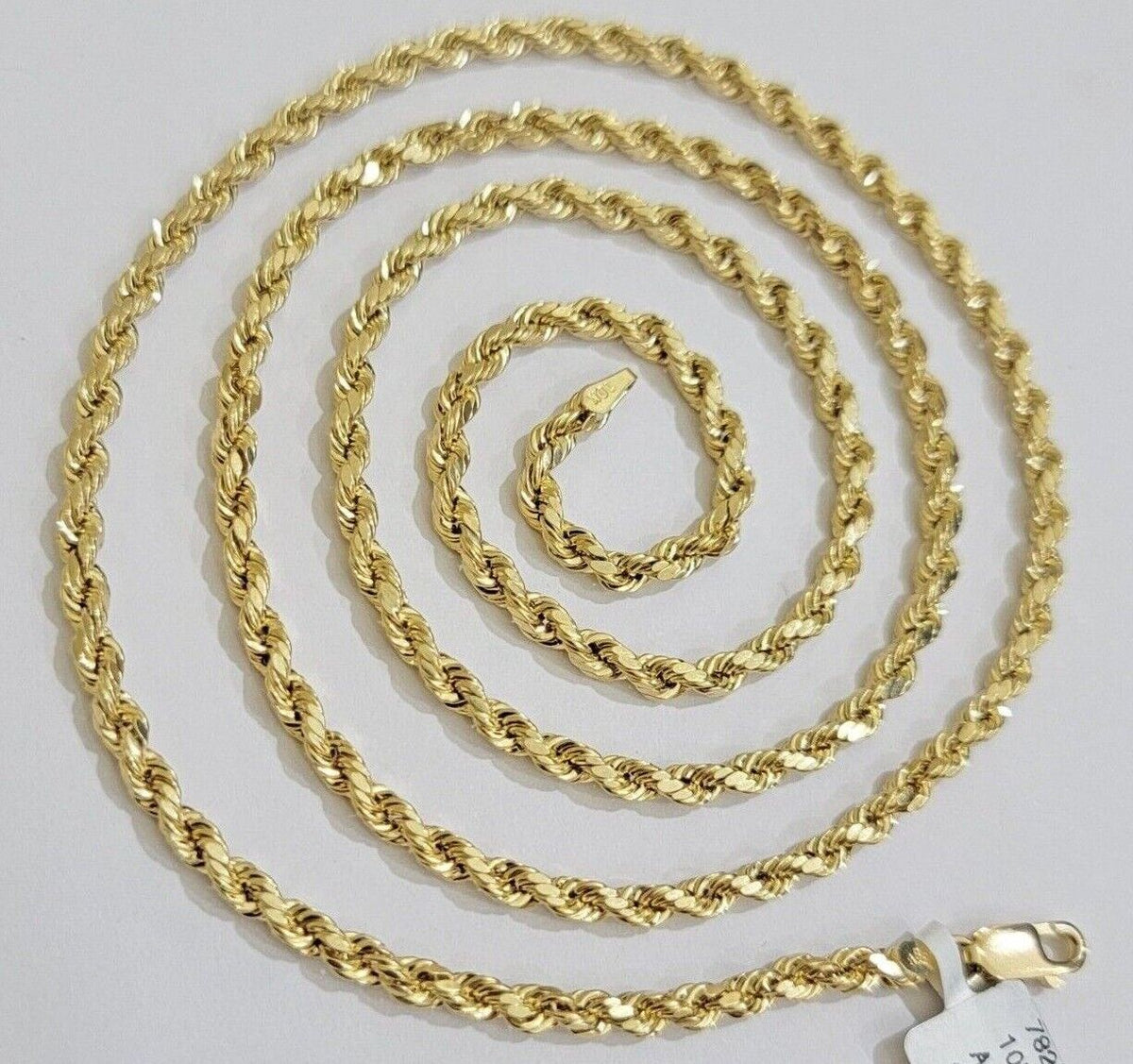 Real 10k Gold Rope Chain Cross SET 3mm 18 - 30" Inch Necklace Jesus Charm Pendant - Reva Jeweler