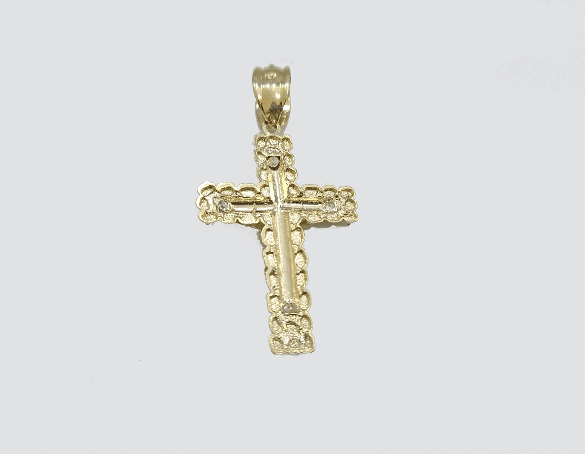 Real 10k Gold Rope Chain Jesus Cross Charm SET 4mm 20'' Necklace & Pendant Men's - Reva Jeweler
