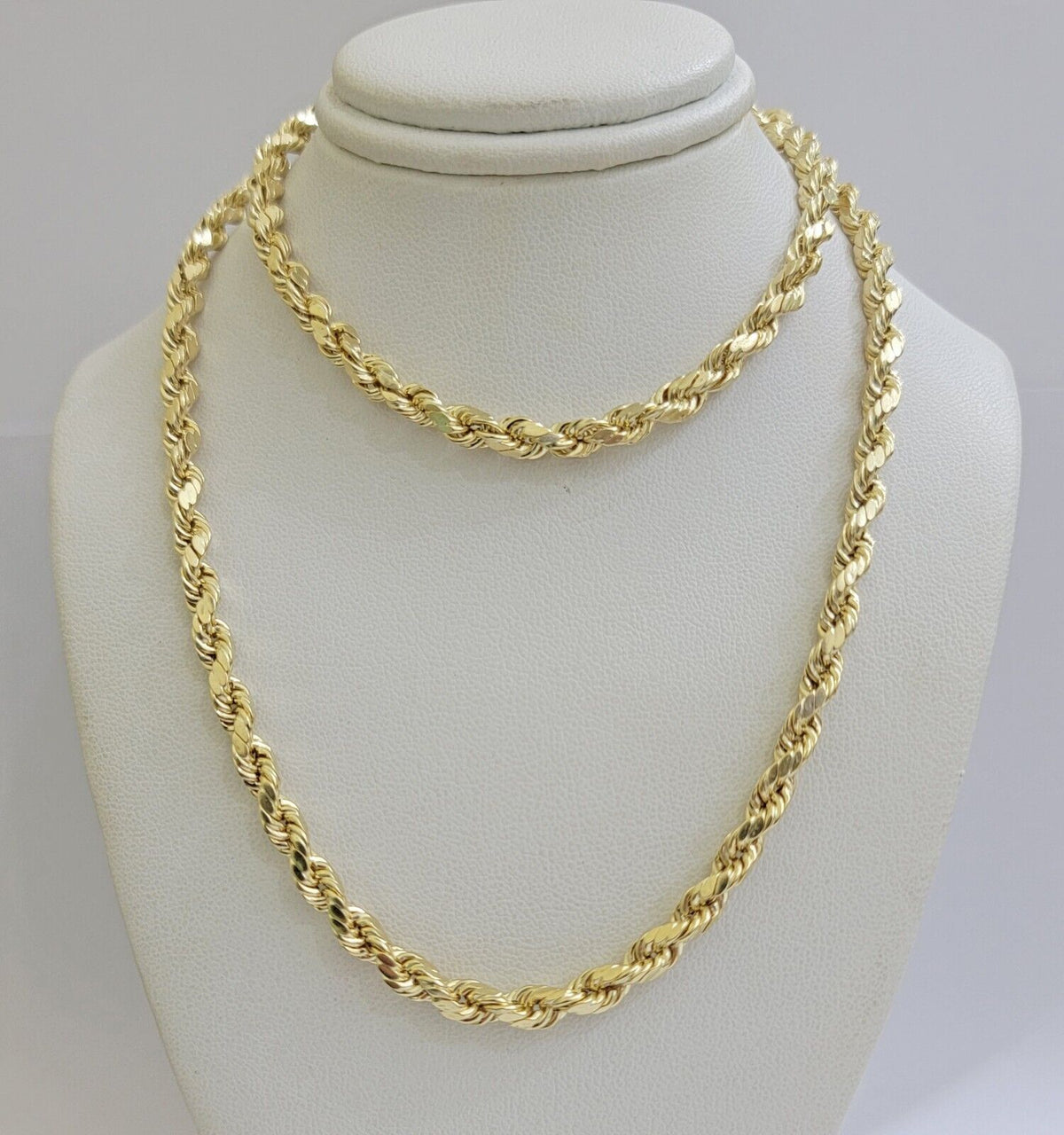 Real 10k Gold Rope Chain & Jesus Face Charm Pendant SET 5mm 18 - 28 inch Necklace - Reva Jeweler