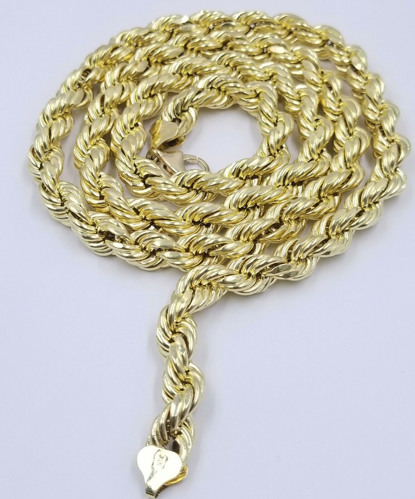 REAL 10k Gold Rope Chain Mens Necklace 10mm 20" - 30" Inch Diamond Cut Yellow Gold - Reva Jeweler