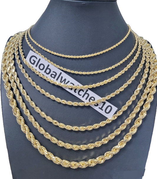 Real 10k Gold Rope Chain Necklace 18" - 30" Inch 3mm - 10mm Men & Women DISCOUNT - Reva Jeweler